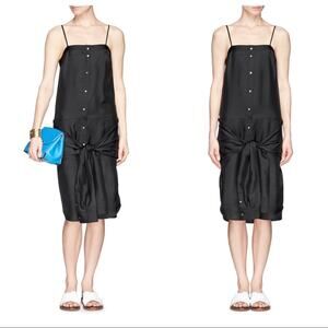 T by Alexander Wang Cami Tie-Sleeve Silk Black Midi Dress 8